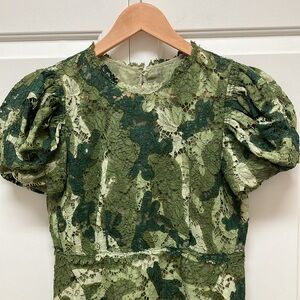 🌱 Valentino Green Lace Midi Dress